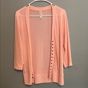 Pink Zenana Outfitters Snap Cardigan 3/4 sleeve sz Large Business Casual Classic